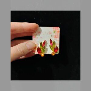 Colorful sparkly clip on earrings